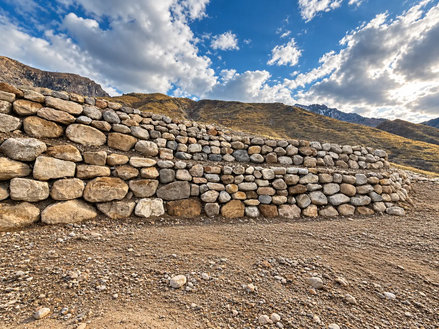 Natural stone retaining wall project